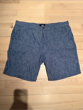 Paige Chambray Blue Men’s Flat-Front Shorts